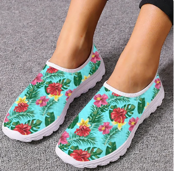 하와이안 히비스커스 로퍼 열대 식물 메쉬 고품질 스니커 - Women'S Fashion Tennis Shoes 리뷰 및 가격